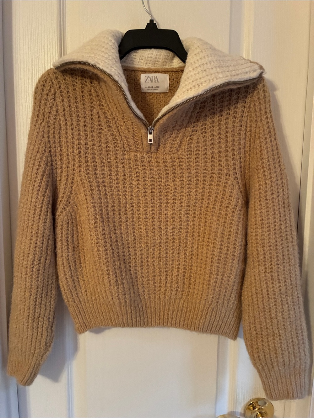 Zara Girls Pullover Sweater Tan & Cream Sz 12